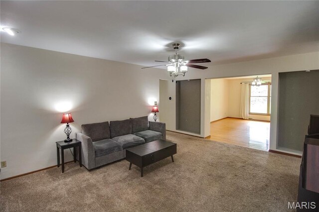 10000 Wondell Woods Dr, Belleville, IL 62223 - living area featuring carpet floors and ceiling fan
