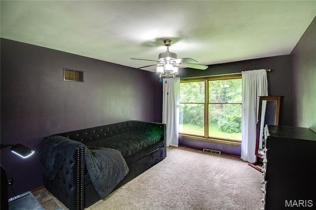 10000 Wondell Woods Dr, Belleville, IL 62223 - carpeted living area with a ceiling fan