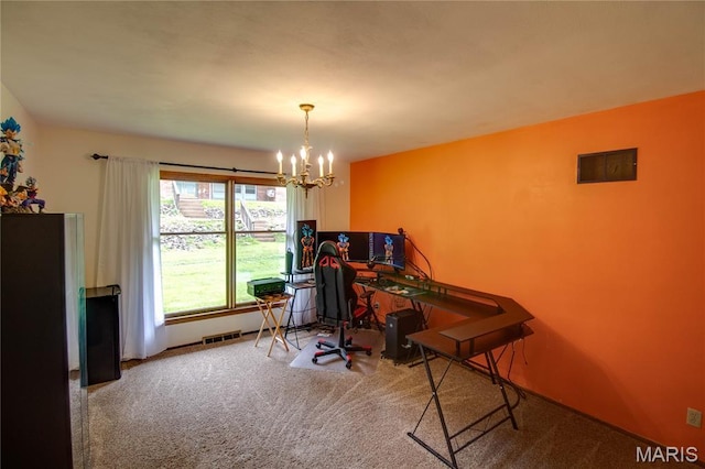 10000 Wondell Woods Dr, Belleville, IL 62223 - carpeted office space featuring a chandelier and baseboards