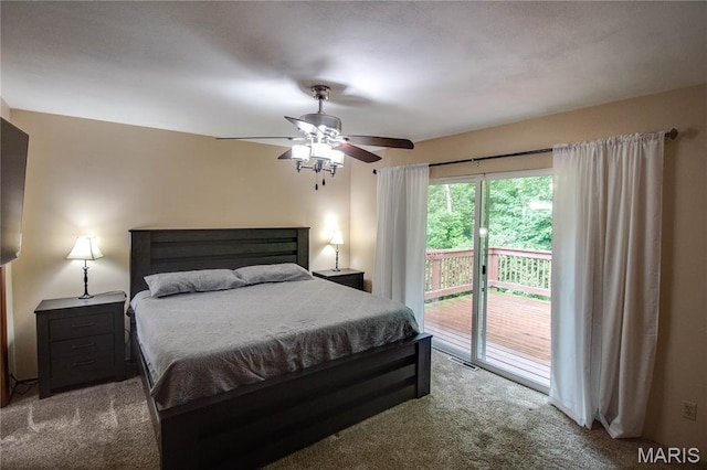 10000 Wondell Woods Dr, Belleville, IL 62223 - carpeted bedroom with access to exterior and ceiling fan