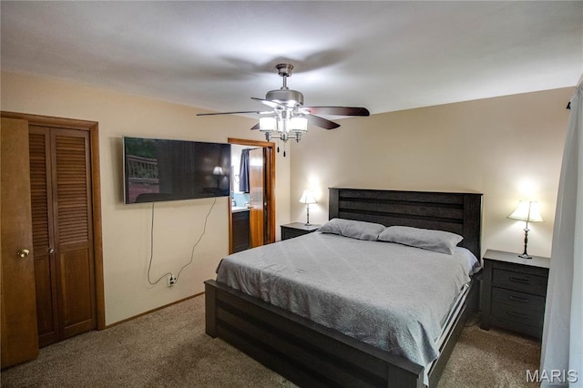 10000 Wondell Woods Dr, Belleville, IL 62223 - bedroom featuring carpet floors, a closet, and a ceiling fan