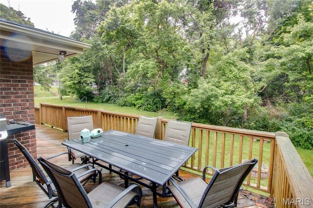 10000 Wondell Woods Dr, Belleville, IL 62223 - wooden terrace with outdoor dining area