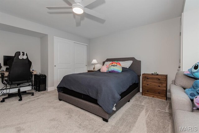 509 Spruce Hollow Ct, Wentzville, MO 63385 - bedroom featuring carpet floors, a closet, a ceiling fan, and an office area