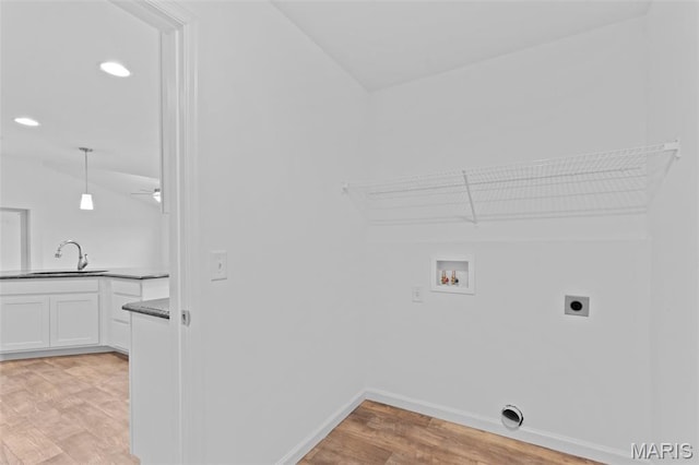 104 Tick Rd, Silex, MO 63377 - washroom with hookup for an electric dryer, hookup for a washing machine, light wood-type flooring, recessed lighting, and ceiling fan