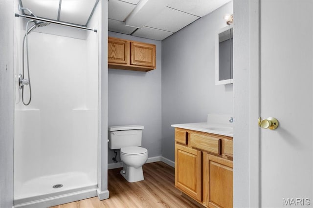 104 Britanna Dr, Swansea, IL 62226 - bathroom featuring vanity, a shower, and wood finished floors