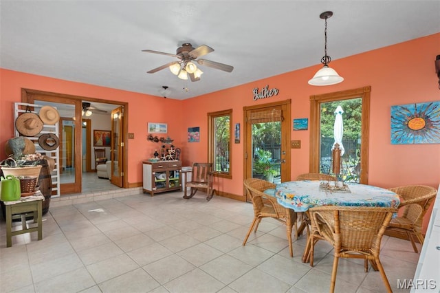 900 Montana St, Gillespie, IL 62033 - dining area featuring ceiling fan and light tile patterned flooring