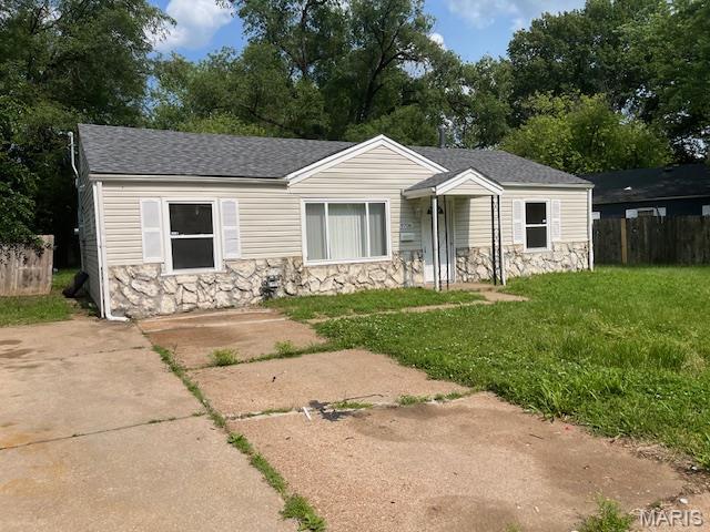 9706 Vickie Pl, Riverview, MO 63136 - view of front facade featuring stone siding and a shingled roof