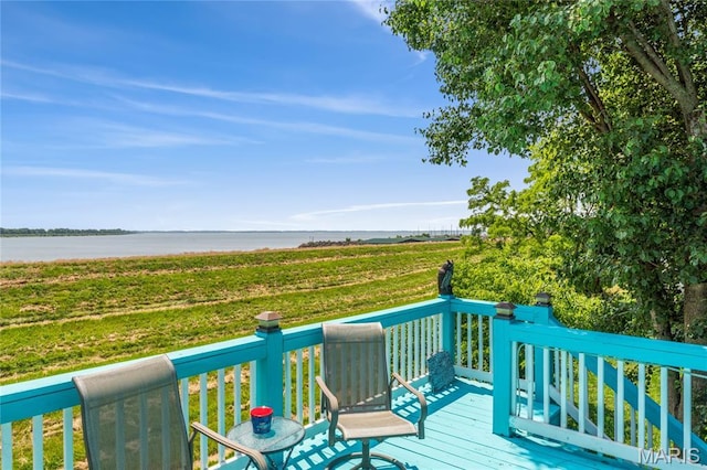 614 Main St, Keyesport, IL 62253 - wooden deck with a water view
