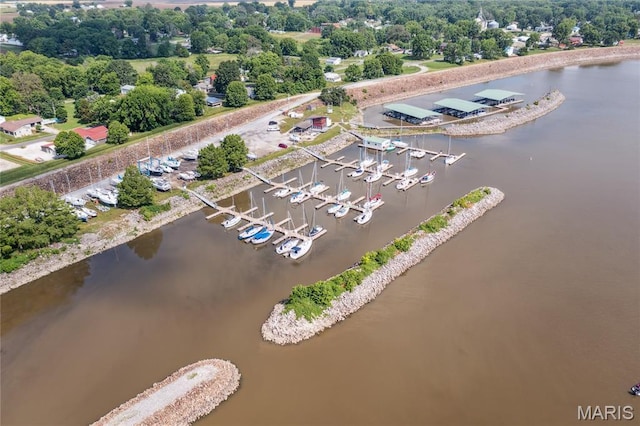 614 Main St, Keyesport, IL 62253 - aerial view of property and surrounding area with a large body of water and a marina
