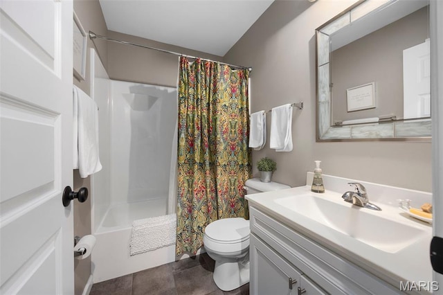 815 Mule Creek Dr, Wentzville, MO 63385 - full bathroom with vanity, shower / bath combo with shower curtain, and tile patterned flooring