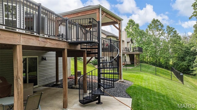 815 Mule Creek Dr, Wentzville, MO 63385 - view of patio / terrace featuring stairs and a deck