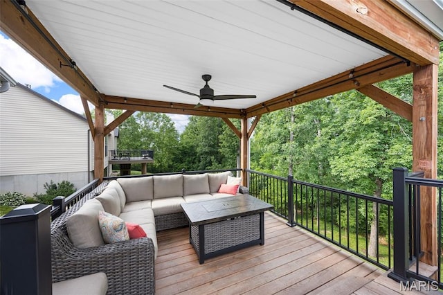815 Mule Creek Dr, Wentzville, MO 63385 - deck featuring outdoor lounge area and ceiling fan