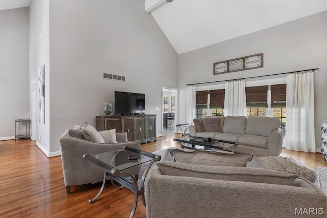 108 Lucys Lndg, Waterloo, IL 62298 - living area featuring high vaulted ceiling and wood finished floors