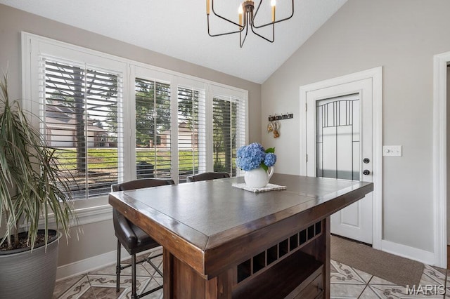 108 Lucys Lndg, Waterloo, IL 62298 - home office with lofted ceiling and a chandelier