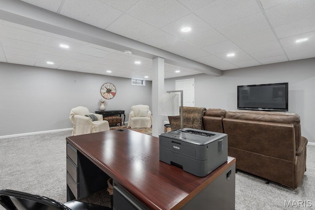 108 Lucys Lndg, Waterloo, IL 62298 - living area with light carpet, a drop ceiling, and recessed lighting