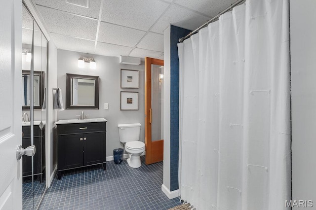 108 Lucys Lndg, Waterloo, IL 62298 - full bath with vanity, tile patterned floors, a paneled ceiling, and a shower with curtain
