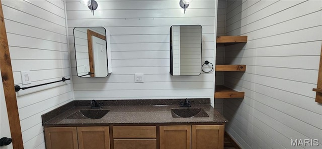 1629 Swanwick St, Chester, IL 62233 - bathroom with wood walls and double vanity