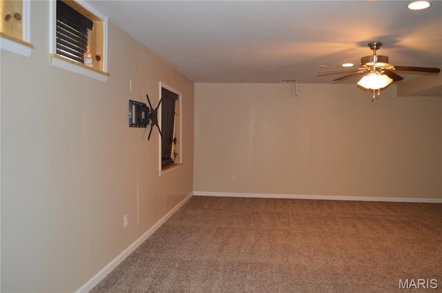 1313 Commons Cir, Cottleville, MO 63304 - empty room with carpet, ceiling fan, and recessed lighting