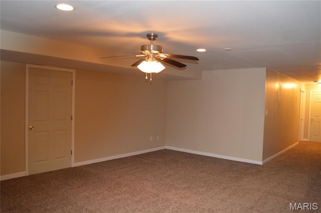 1313 Commons Cir, Cottleville, MO 63304 - carpeted empty room with a ceiling fan and recessed lighting