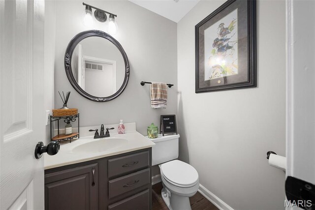 20220 Inverness Dr, Marthasville, MO 63357 - half bathroom with vanity and wood finished floors