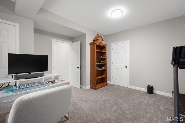 20220 Inverness Dr, Marthasville, MO 63357 - living area with carpet floors and an office area
