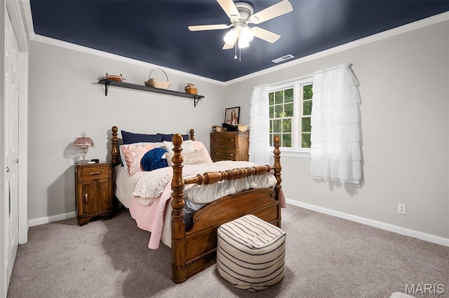 20220 Inverness Dr, Marthasville, MO 63357 - carpeted bedroom featuring ornamental molding and ceiling fan