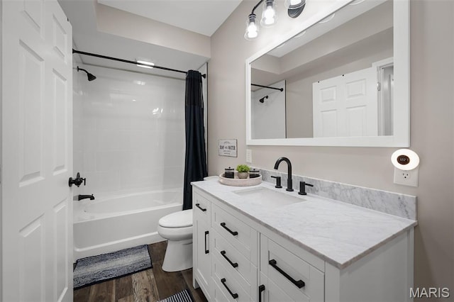 20220 Inverness Dr, Marthasville, MO 63357 - bathroom featuring vanity, wood finished floors, and shower / bath combination with curtain