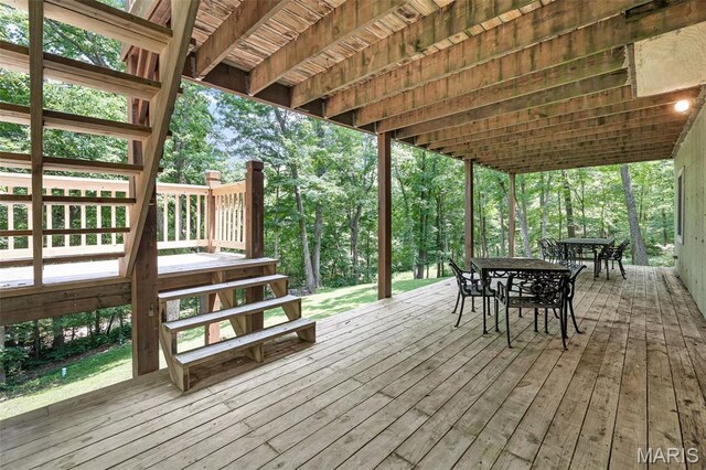 20220 Inverness Dr, Marthasville, MO 63357 - wooden deck featuring outdoor dining space