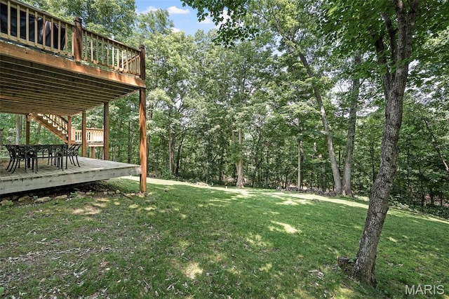 20220 Inverness Dr, Marthasville, MO 63357 - view of grassy yard featuring a deck and stairway