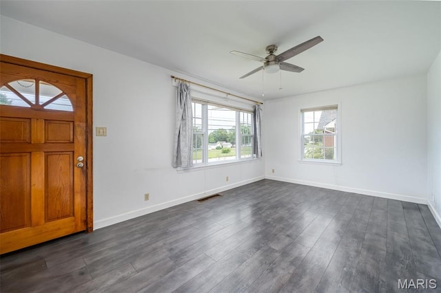 1407 E 5th St, Washington, MO 63090 - foyer with ceiling fan and dark wood-style flooring