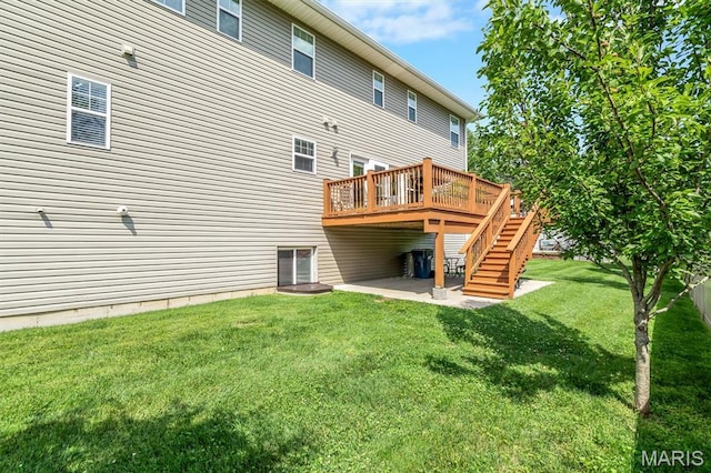 306 Essen Ln, Ballwin, MO 63021 - back of house with a deck, stairway, a yard, and a patio area