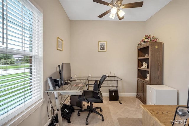 306 Essen Ln, Ballwin, MO 63021 - office featuring light carpet and ceiling fan
