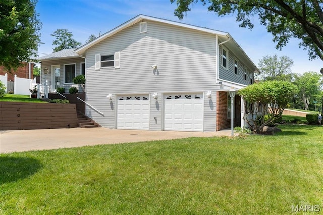 12330 Cape Cod Dr, Creve Coeur Township, MO 63146 - view of side of property with an attached garage, a yard, and driveway