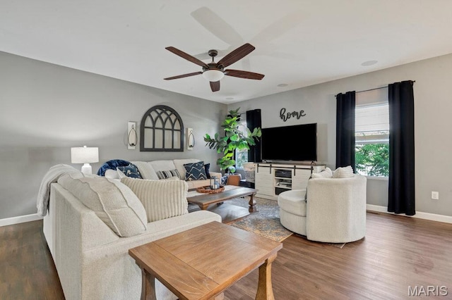 144 Wilmer Valley Dr, Wentzville, MO 63385 - living area with ceiling fan and wood finished floors