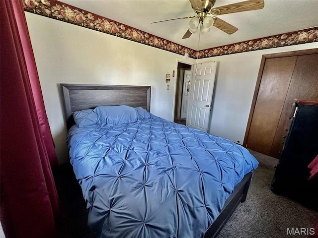 116 Charlene St, East Alton, IL 62024 - carpeted bedroom with ceiling fan