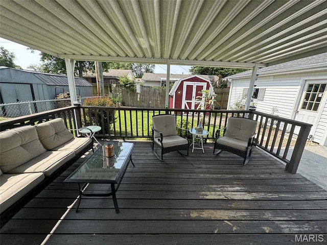 116 Charlene St, East Alton, IL 62024 - wooden deck featuring outdoor lounge area and a fenced backyard