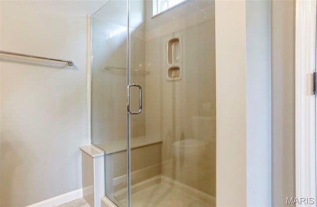 2216 Cournier St, Saint Charles, MO 63301 - bathroom featuring a stall shower and toilet