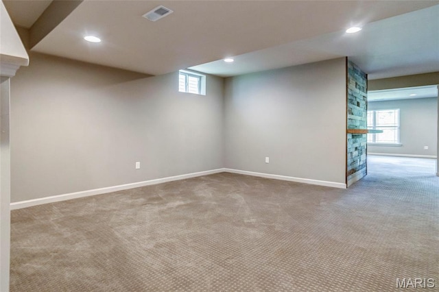 2216 Cournier St, Saint Charles, MO 63301 - basement featuring carpet floors, recessed lighting, and healthy amount of natural light