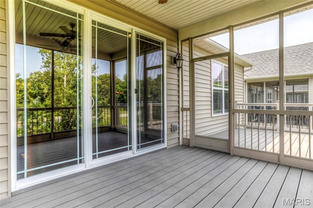 2216 Cournier St, Saint Charles, MO 63301 - unfurnished sunroom featuring ceiling fan