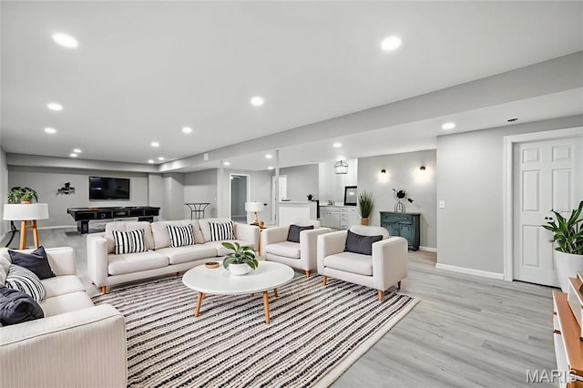 17 Eagles Way Ln, Lake St Louis, MO 63367 - living area with recessed lighting, light wood-style flooring, and billiards