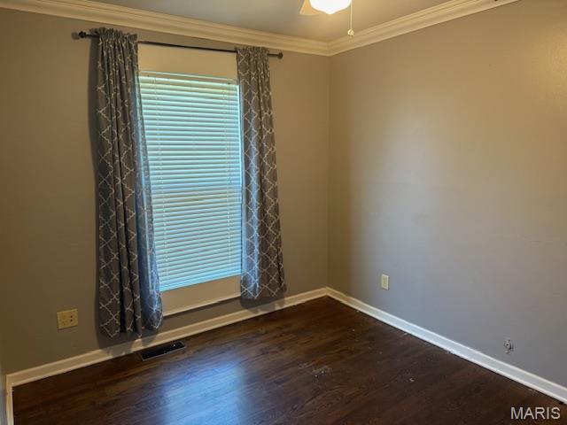 1496 Ville Rosa Ln, Hazelwood, MO 63042 - empty room with wood finished floors, ornamental molding, and ceiling fan