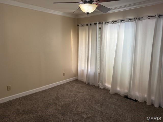 1496 Ville Rosa Ln, Hazelwood, MO 63042 - carpeted empty room with ceiling fan and ornamental molding