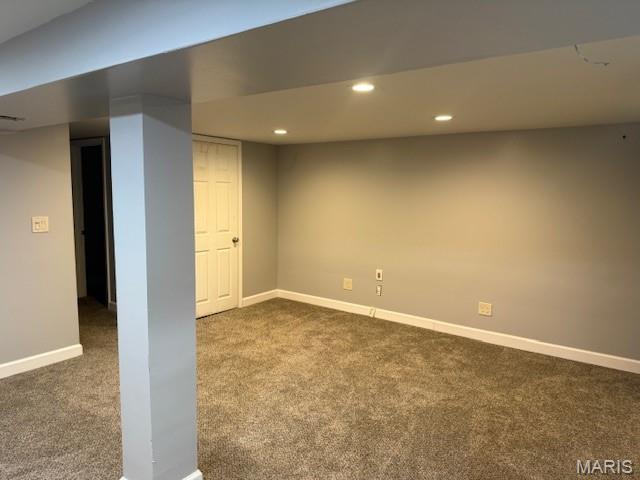 1496 Ville Rosa Ln, Hazelwood, MO 63042 - finished basement with carpet floors and recessed lighting