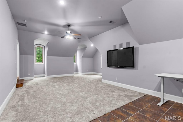 3046 Beaver Creek Cpe, Girardeau, MO 63701 - bonus room with ceiling fan, lofted ceiling, recessed lighting, and carpet floors