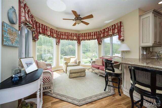1417 Wheatfield Ln, Saint Albans, MO 63073 - living area featuring ceiling fan, light wood-style flooring, and recessed lighting