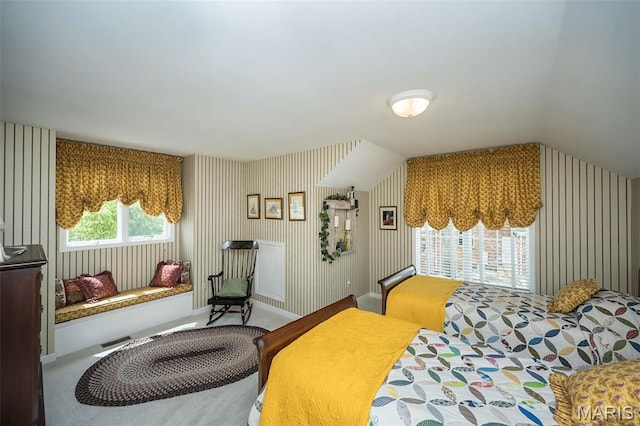 1417 Wheatfield Ln, Saint Albans, MO 63073 - carpeted bedroom with wallpapered walls and vaulted ceiling