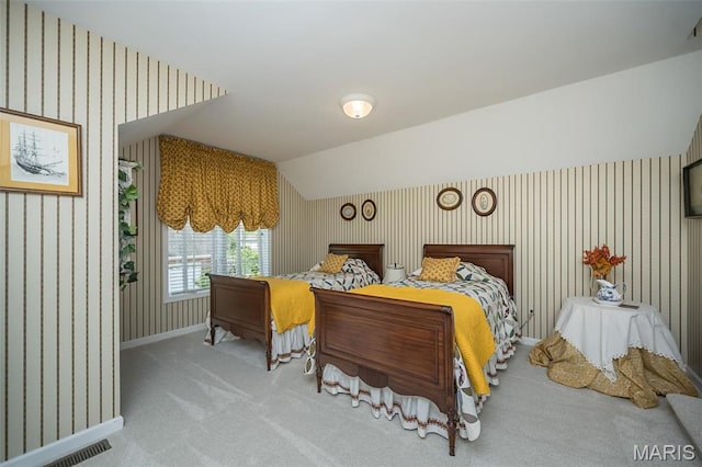 1417 Wheatfield Ln, Saint Albans, MO 63073 - carpeted bedroom featuring wallpapered walls and vaulted ceiling