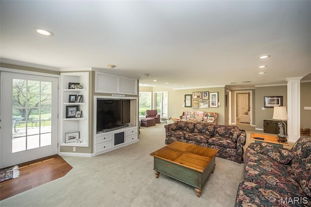 1417 Wheatfield Ln, Saint Albans, MO 63073 - living room featuring crown molding and recessed lighting