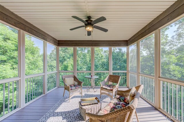 4485 Killdeer Dr, Augusta, MO 63332 - sunroom featuring a ceiling fan