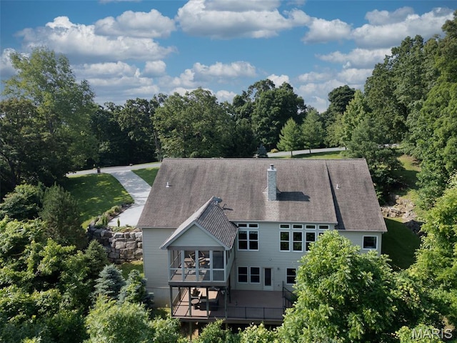 4485 Killdeer Dr, Augusta, MO 63332 - back of house featuring a deck and a chimney